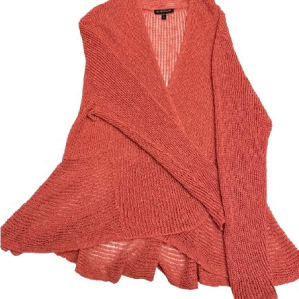 Eileen Fisher Loose Knit Linen Blend - Women's Sweater Cardigan in Coral